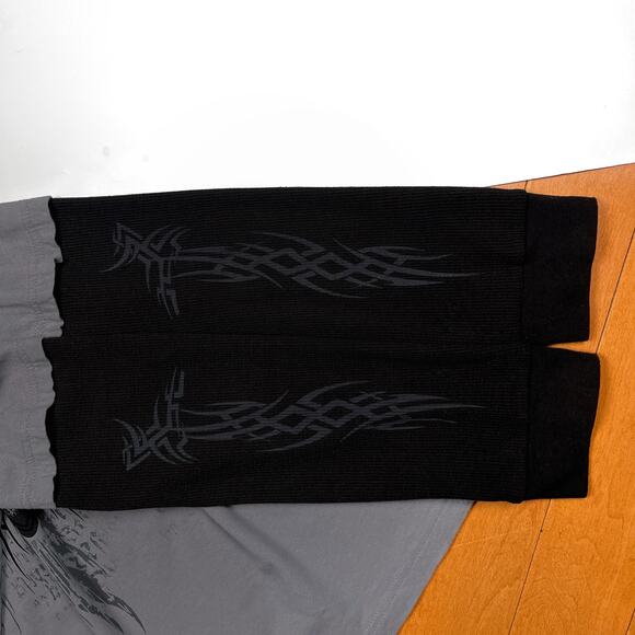 Y2K Helix Grunge Cross Long Sleeve Shirt Thermal Sleeves Cyber Affliction Style - Picture 6 of 16